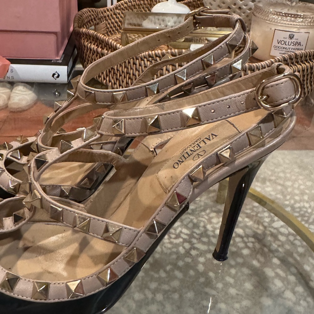 Valentino Garavani Nero Rockstud 100mm Slingback High-Heel Pumps 8.5 - Picture 5 of 14